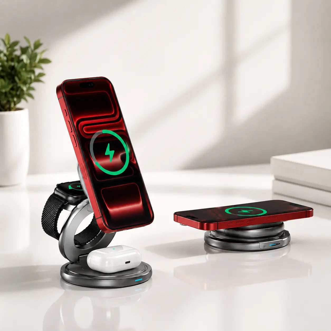 Multi-device wireless charging station for Apple devices